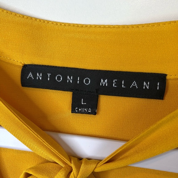 Antonio Melani Yellow Silk Secretary Blouse Large - Picture 7 of 10